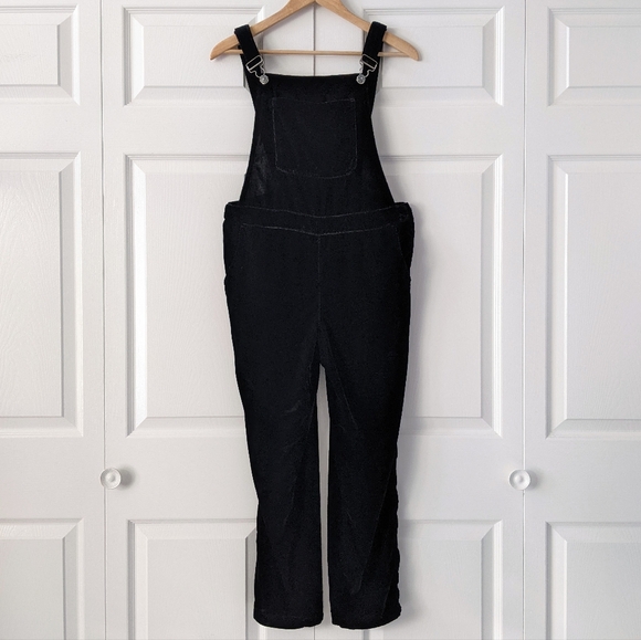 Free People Pants - Free People Black Velvet Overalls | Size 27